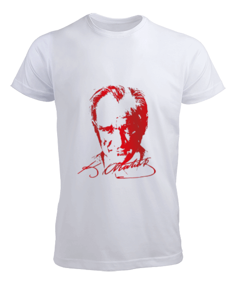 Atatürk baskılı beyaz t-shirt Erkek Tişört - Tisho