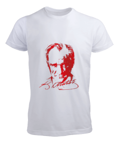 Atatürk baskılı beyaz t-shirt Erkek Tişört - Tisho