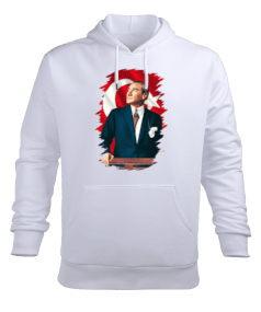 Atatürk Baskılı Erkek Kapüşonlu Hoodie Sweatshirt - Tisho