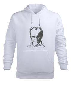 Atatürk Baskılı Erkek Kapüşonlu Hoodie Sweatshirt - Tisho