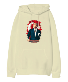 Atatürk Baskılı Oversize Unisex Kapüşonlu Sweatshirt - Tisho