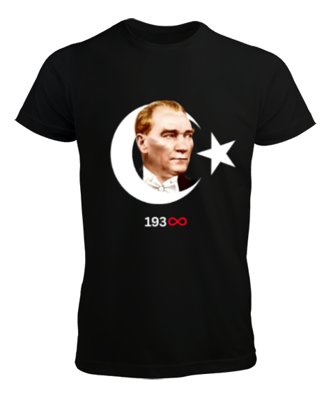 Tisho - Atatürk Baskılı Siyah Erkek Tişört