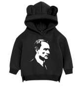 Atatürk Baskılı Siyah Unisex Çocuk Ayı Hoodie Kapşonlu - Tisho