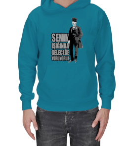 Atatürk baskılı sweatshirt Erkek Kapşonlu - Tisho