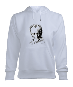 Atatürk baskılı Sweatshirt Kadın Kapşonlu Hoodie Sweatshirt - Tisho