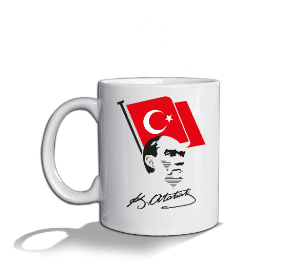 Tisho - Atatürk, Bayrak ve İmzası Beyaz Kupa Bardak