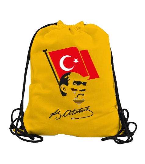 Tisho - Atatürk, Bayrak ve İmzası Büzgülü Spor Çanta