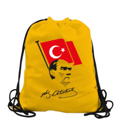 Atatürk, Bayrak ve İmzası Büzgülü Spor Çanta - Tisho