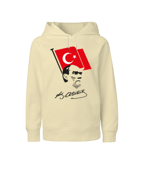 Tisho - Atatürk, Bayrak ve İmzası Çocuk Unisex Hoodie Kapüşonlu