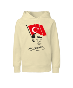 Atatürk, Bayrak ve İmzası Çocuk Unisex Hoodie Kapüşonlu - Tisho