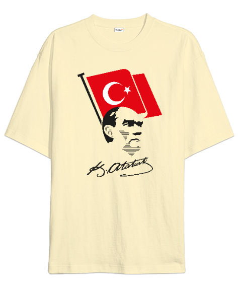 Tisho - Atatürk, Bayrak ve İmzası Oversize Unisex Tişört