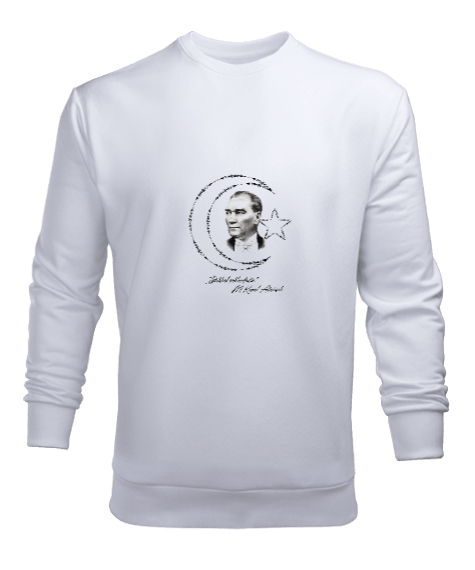 Tisho - Atatürk Beyaz Erkek Sweatshirt