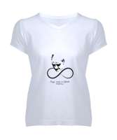 atatürk Beyaz Kadın V Yaka Tişört - Tisho