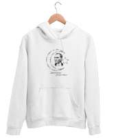 Atatürk Beyaz Unisex Kapşonlu Sweatshirt - Tisho