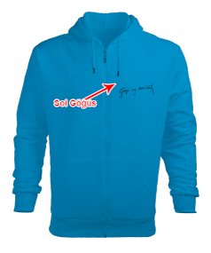 Atatürk imza Erkek Kapşonlu Fermuarlı - Tisho