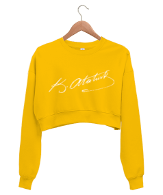 ATATÜRK İMZA Kadın Crop Sweatshirt - Tisho
