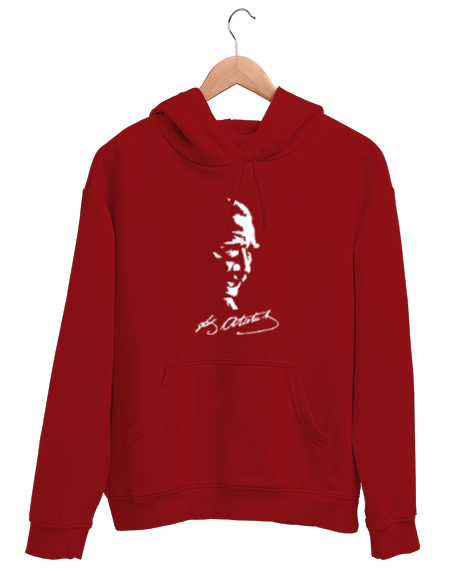 Tisho - Atatürk İmza Kırmızı Unisex Kapşonlu Sweatshirt