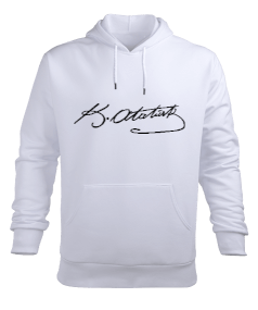 Atatürk imzalı Erkek Kapüşonlu Hoodie Sweatshirt - Tisho
