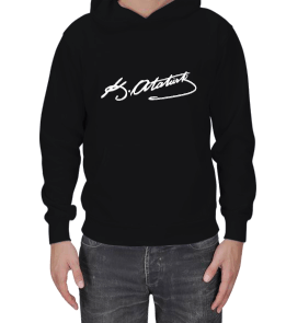 Atatürk İmzalı Sweatshirt Erkek Kapşonlu - Tisho