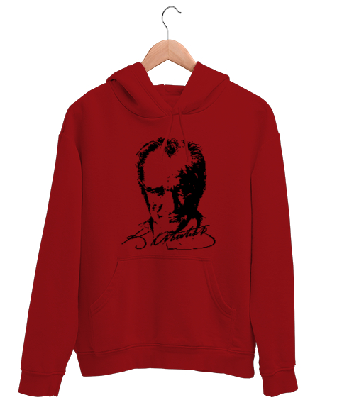 Tisho - Atatürk Kırmızı Unisex Kapşonlu Sweatshirt