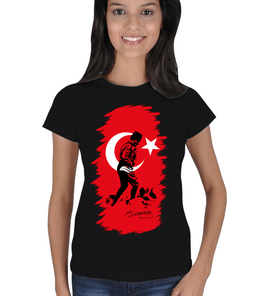 Atatürk Kocatepe Siyah Kadın Tişört