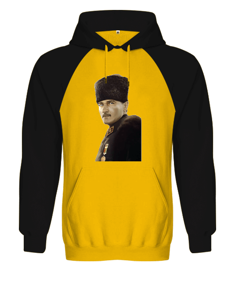 Tisho - Atatürk portresi Orjinal Reglan Hoodie Unisex Sweatshirt