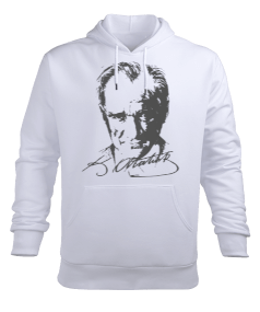 Atatürk Resimli Erkek Kapüşonlu Hoodie Sweatshirt - Tisho