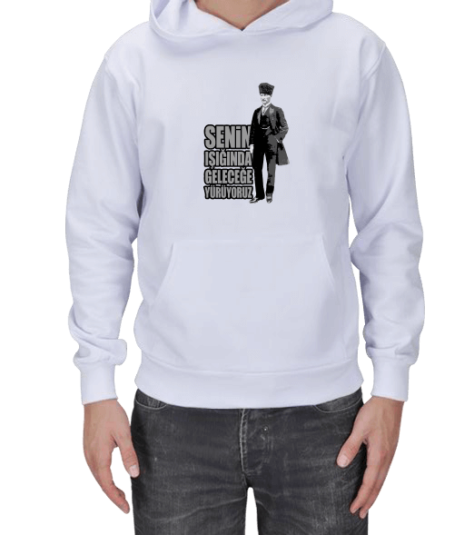 Tisho - Atatürk Resimli Sweatshirt Erkek Kapşonlu