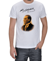 Atatürk Resimli ve İmzalı Erkek Tişört - Thumbnail