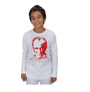 ATATÜRK RESMİ KAPLAMA TİŞÖRT Çocuk Unisex Uzunkollu - Tisho