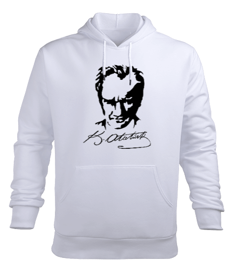 Ataturk Siluet Imza Erkek Kapüşonlu Hoodie Sweatshirt - Tisho