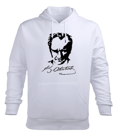 Tisho - Ataturk Siluet Imza Erkek Kapüşonlu Hoodie Sweatshirt