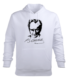 Ataturk Siluet Imza Erkek Kapüşonlu Hoodie Sweatshirt - Tisho