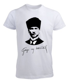 ATATÜRK SİLÜET VE GAZİ YAZILI UNİSEX TİŞÖRT Erkek Tişört - Tisho