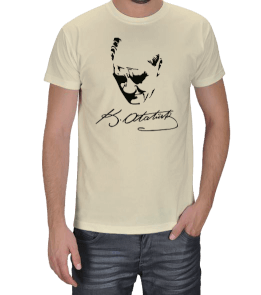 Atatürk Silüet ve İmzalı Erkek Tişört - Tisho