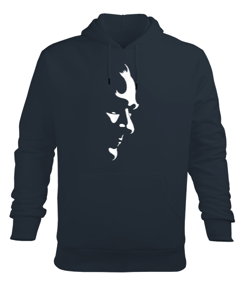 Atatürk Silueti Baskılı Füme Erkek Kapüşonlu Hoodie Sweatshirt - Tisho