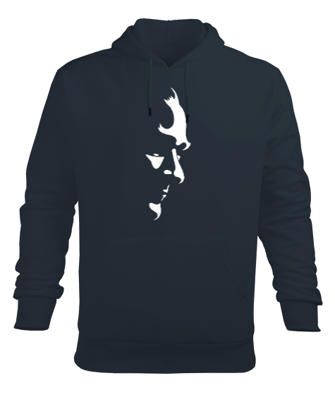 Tisho - Atatürk Silueti Baskılı Füme Erkek Kapüşonlu Hoodie Sweatshirt