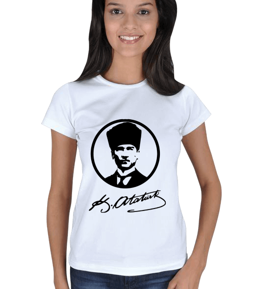 Tisho - Atatürk Silüeti ve İmzası Kadın Tişört