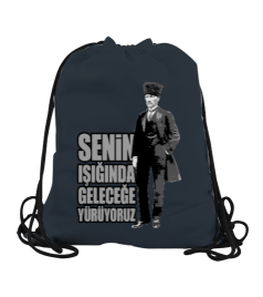 Atatürk Spor Çantası - Mustafa Kemal Atatürk Tasarımlı Spor Çantası Büzgülü Spor Çanta - Tisho