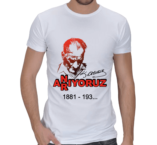 Tisho - Atatürk T-Shirt ANRIYORUZ Erkek Regular Kesim Tişört
