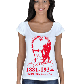 Atatürk t-shirt Kadın Açık Yaka - Tisho