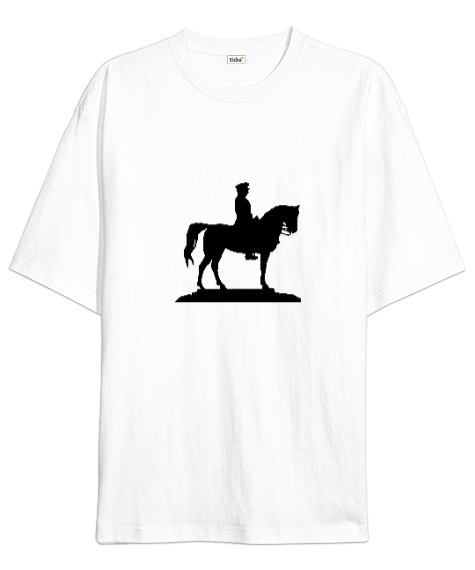 Atatürk Türk ve Türkçülük Özel Tasarım Beyaz Oversize Unisex Tişört - Tisho