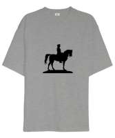 Atatürk Türk ve Türkçülük Özel Tasarım Gri Oversize Unisex Tişört - Tisho