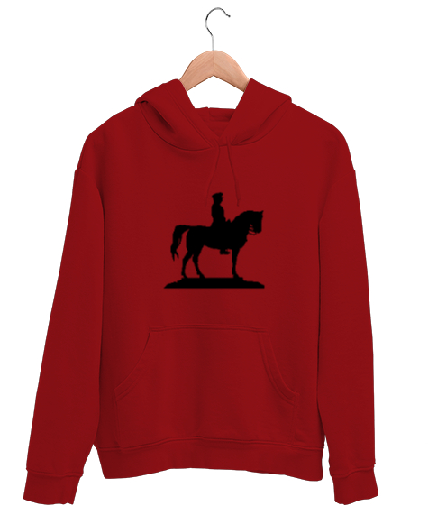 Tisho - Atatürk Türk ve Türkçülük Özel Tasarım Kırmızı Unisex Kapşonlu Sweatshirt