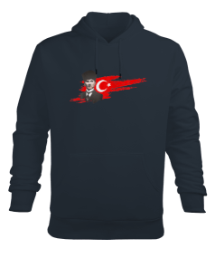 Atatürk Türkiye Baskılı Füme Erkek Kapüşonlu Hoodie Sweatshirt - Tisho