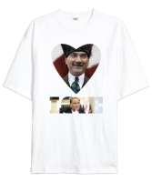 Atatürk U10 Beyaz Oversize Unisex Tişört - Tisho