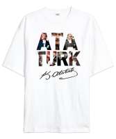 Atatürk U2 Beyaz Oversize Unisex Tişört - Tisho
