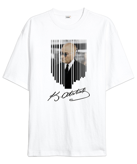 Tisho - Atatürk U9 Beyaz Oversize Unisex Tişört
