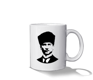 Atatürk ve Atatürk imzalı Beyaz Kupa Bardak - Thumbnail