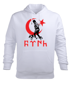 Atatürk ve ay yıldızlı bayrak baskılı sweatshirt Erkek Kapüşonlu Hoodie Sweatshirt - Tisho
